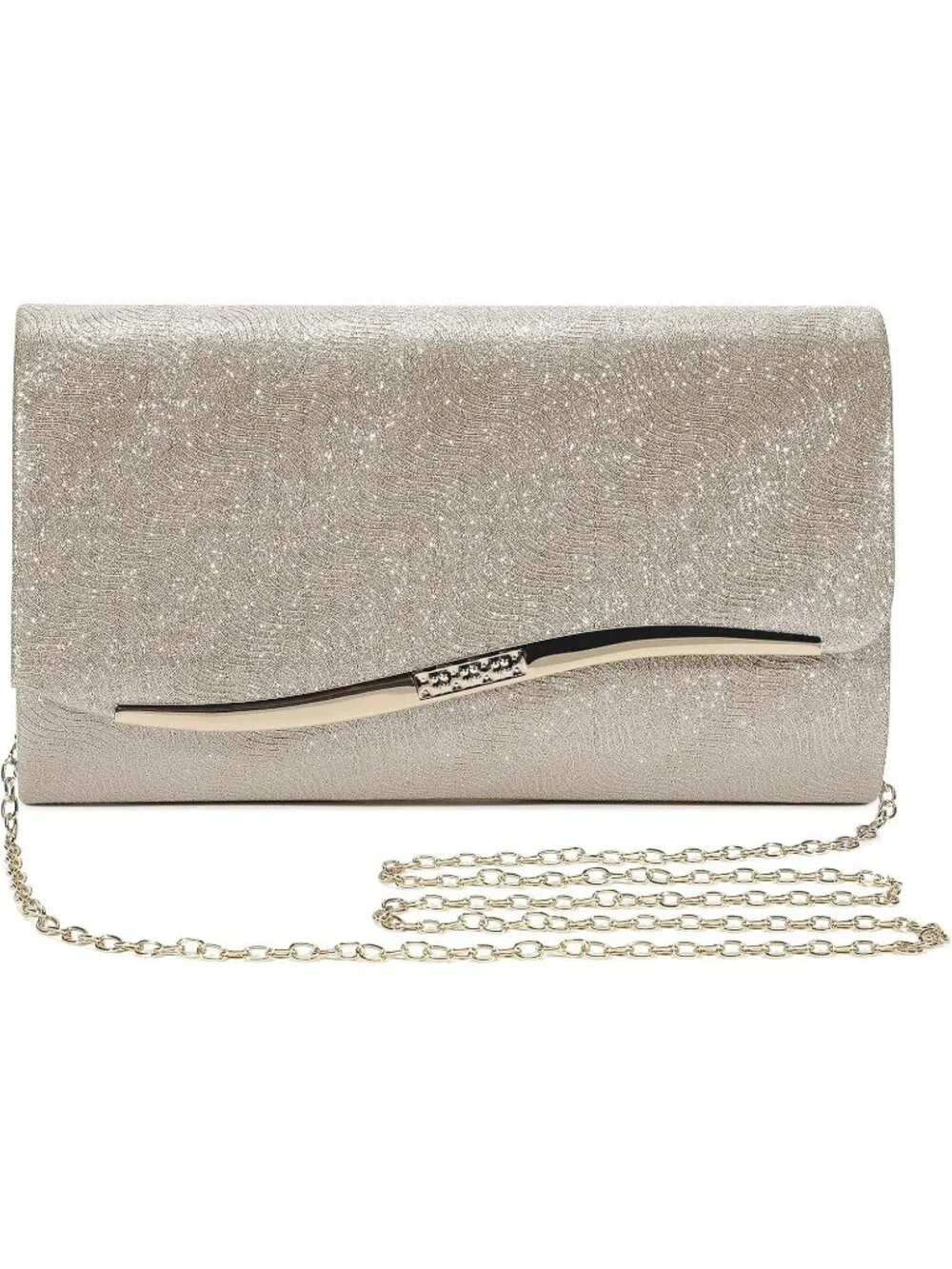 Women's Gold C Clutch Purse Formal Evening Bag Wedding Party Handbag
